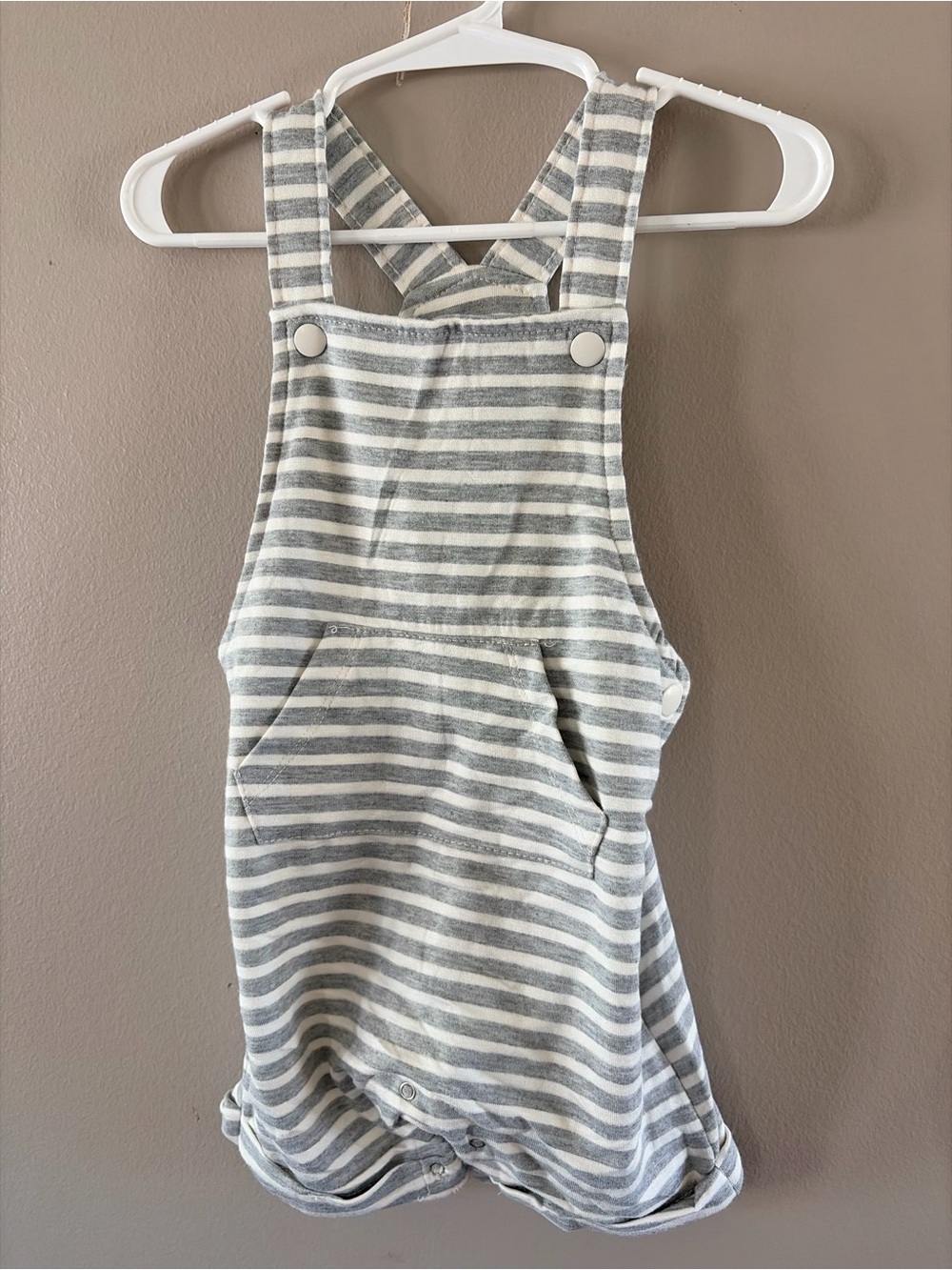 wonder nation Gray & White Striped Kids Overalls